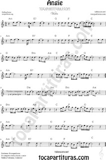  Violín Partitura de Angie The Rolling StonesSheet Music for Violin Music Scores