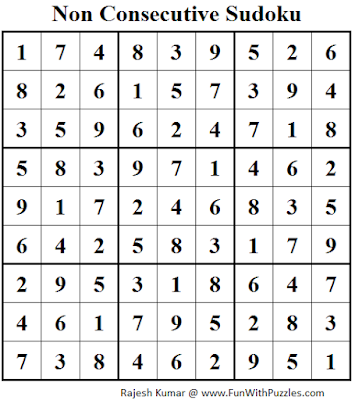 Non Consecutive Sudoku (Fun With Sudoku #77) Solution