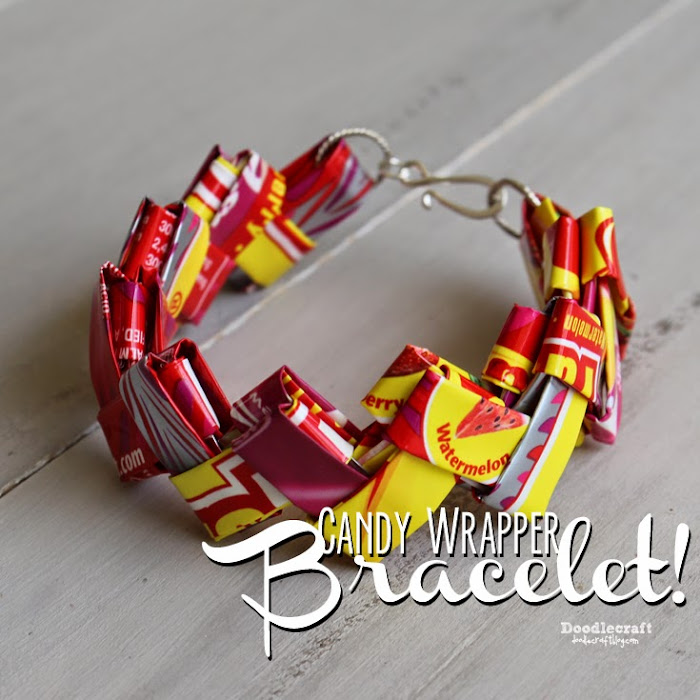 Candy Wrapper Bracelet  Did you make starburst or gum wrapper bracelets before? I loved making these! Save those candy wrappers for the perfect upcycled gift.