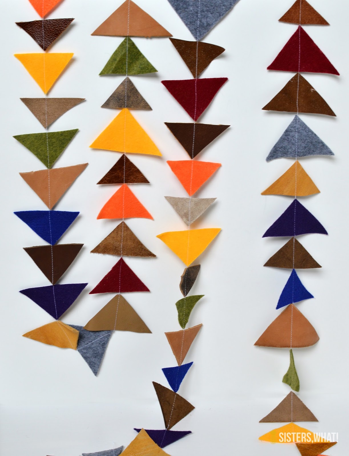 DIY Felt and Leather Triangle Garland Sisters, What!