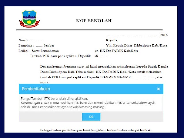 Contoh Surat Permohonan Tambah Ptk Pada Aplikasi Dapodik Versi Gres