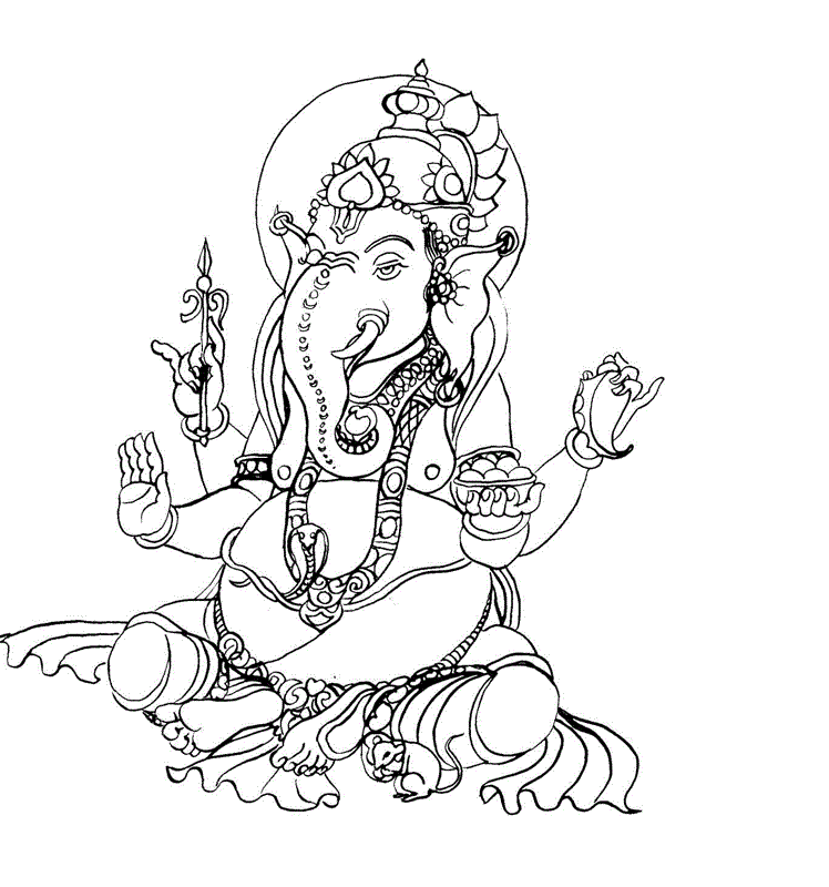 Lord Ganesha Colour Drawing HD Wallpaper