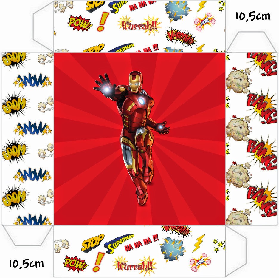 Iron Man: Cajas para Imprimir Gratis. Este modelo es para hacer la invitación - cajita.