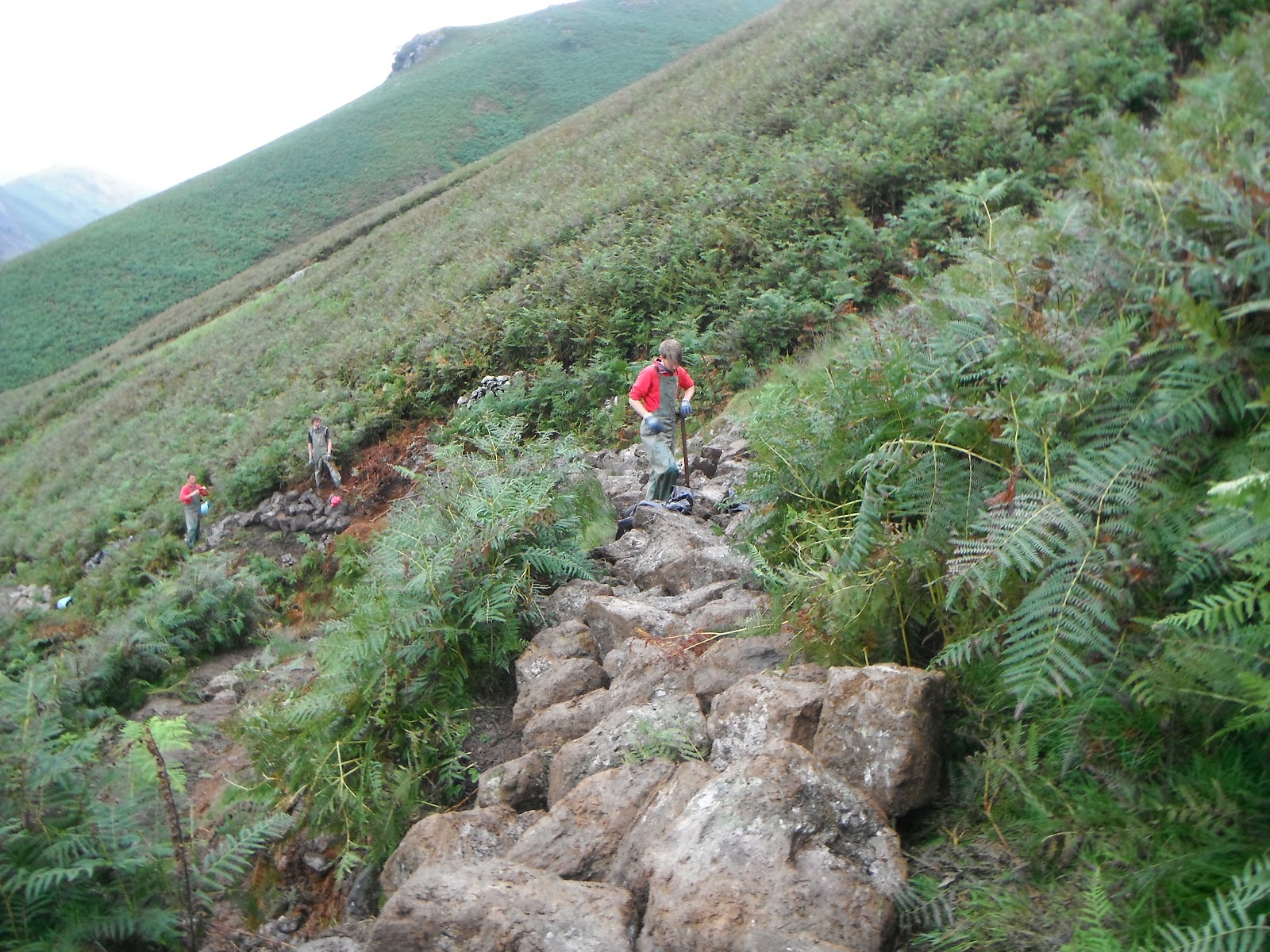 National Trust Fell Rangers Repairing the footpath up Stone Arthur