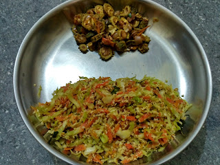 Cabbage Carrot poriyal, Bitter gourd curry