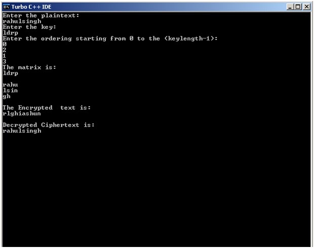 Computer Graphics: columnar transposition cipher encryption-decryption.