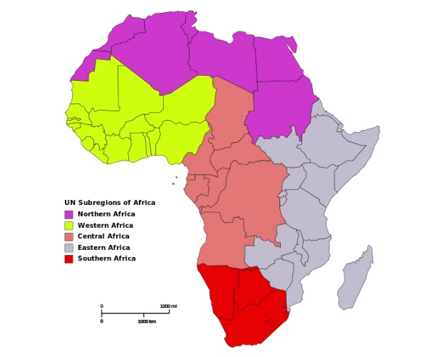 Regions of the African Union, Countries and Capitals