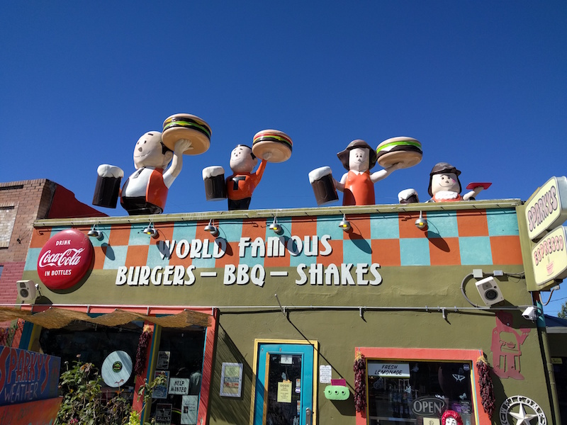 World Famous Green Chile Cheeseburger at Sparky's in Hatch, New Mexico