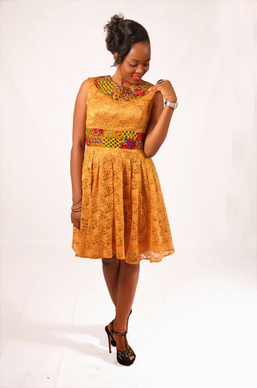 ankara styles with net lace