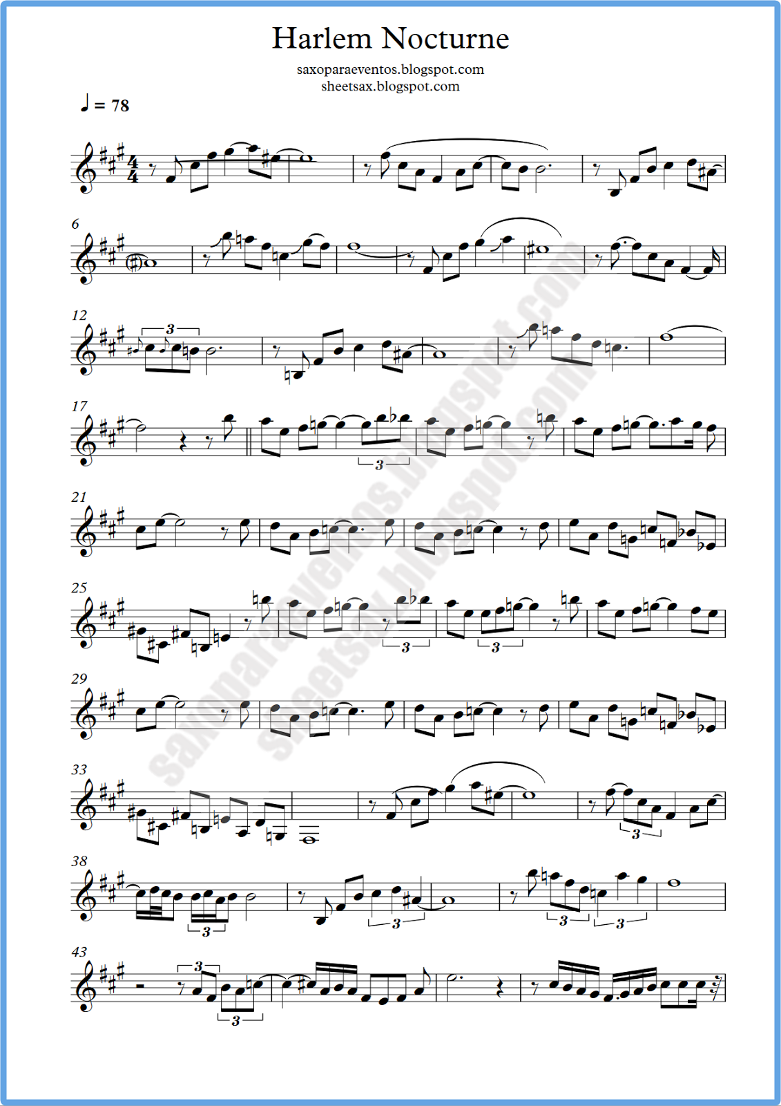 sheet music and playalong of harlem nocturne for wind and string free jazz standards sheet music
