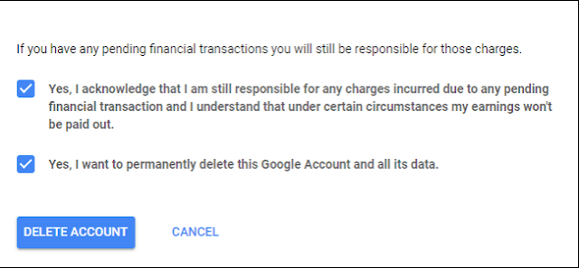 حذف حساب جوجل نهائيا