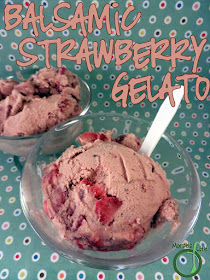 Morsels of Life - Balsamic Strawberry Gelato - Strawberries, chopped and soaked in a balsamic vinegar reduction, then made into a brightly flavorful Balsamic Strawberry Gelato.