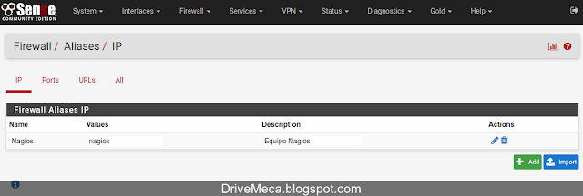 DriveMeca monitoreando un firewall pfSense con NRPE en un Nagios