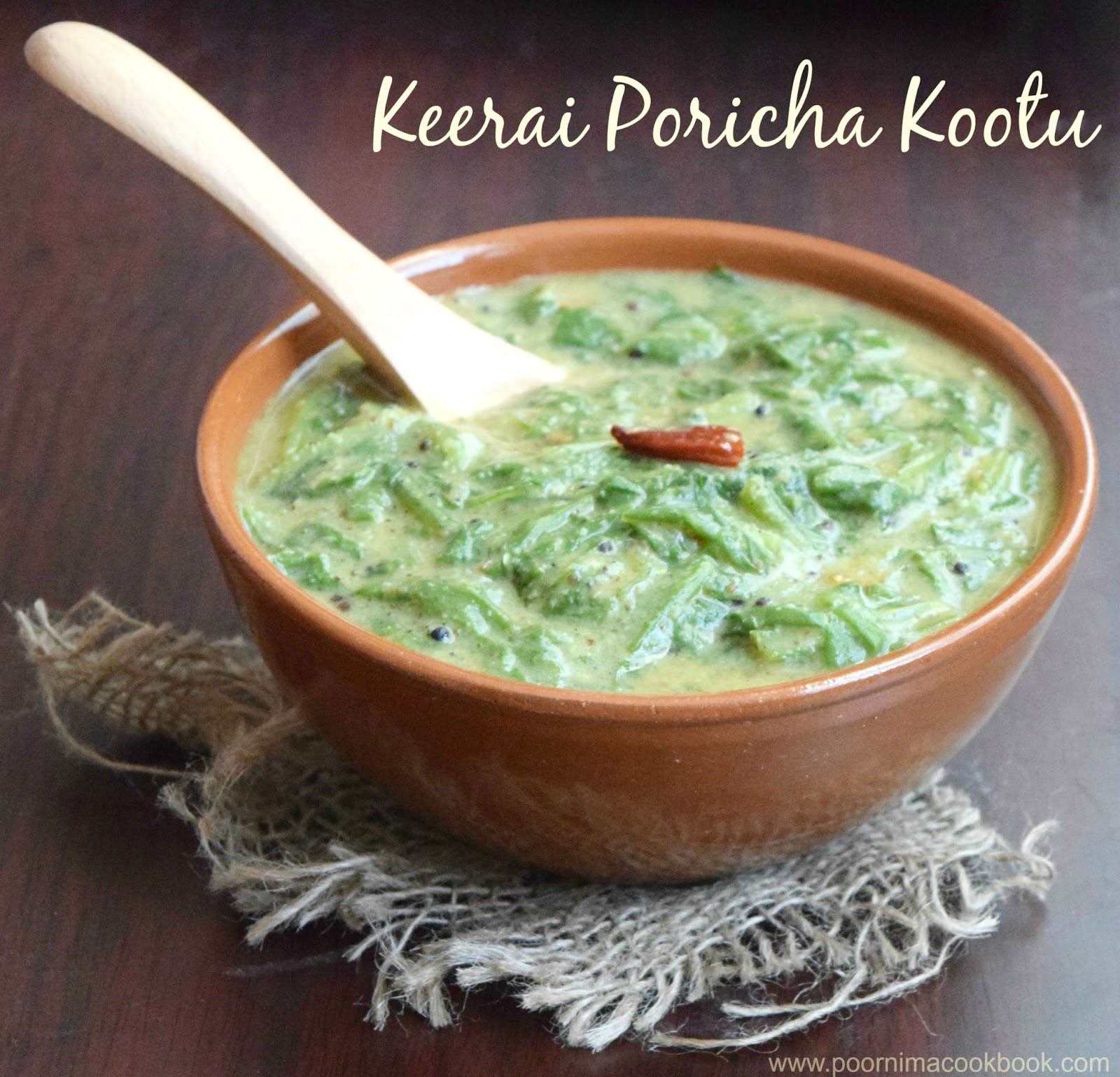 Poornima's Cook Book Keerai Poricha Kootu / Keerai Kootu / Spinach