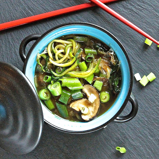 Gluten Free Alchemist Spiralized Oriental CourgetteNoodle Soup (with