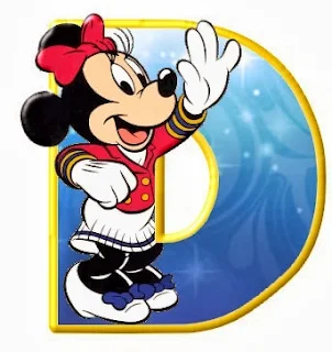 Alfabeto de personajes Disney con letras grandes D Minnie. 