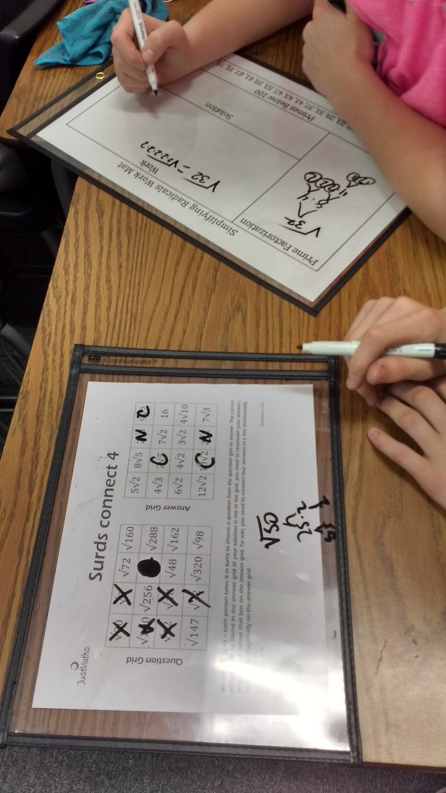 Math = Love Dry Erase Work Mat for Simplifying Radicals