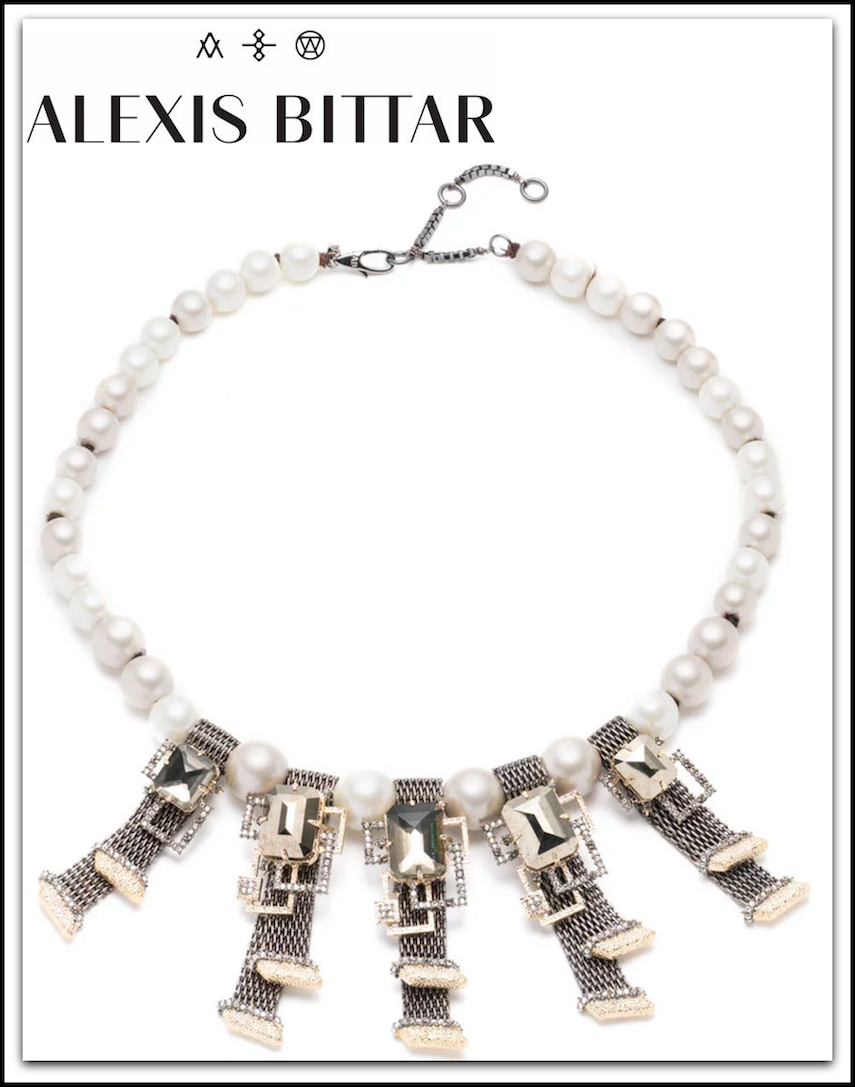 Alexis Bittar Brutalist Chain Mesh Pearl Necklace
