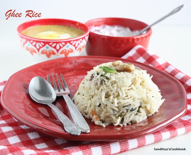 Sandhiya's Cookbook Nei Soru Ghee Rice Ghee Rice in Pressure Cooker