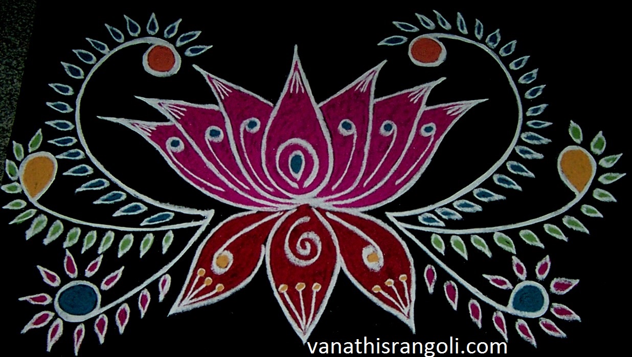 Vanathi's Rangoli / Kolangal: Lotus Rangoli design - Simple free hand ...