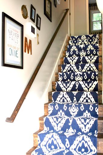 What I'm Loving Right Now: Ikat. Incorporate this trend into your home with a blue Ikat stair runner!!