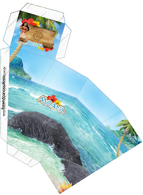 Moana: Cajas para Imprimir Gratis. Esta es para hacer la tarta de cajas.