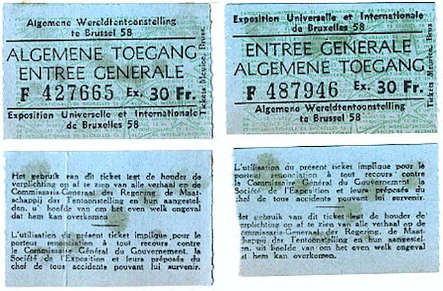 Expo 58 tickets Expo 58 blue entry tickets photograph