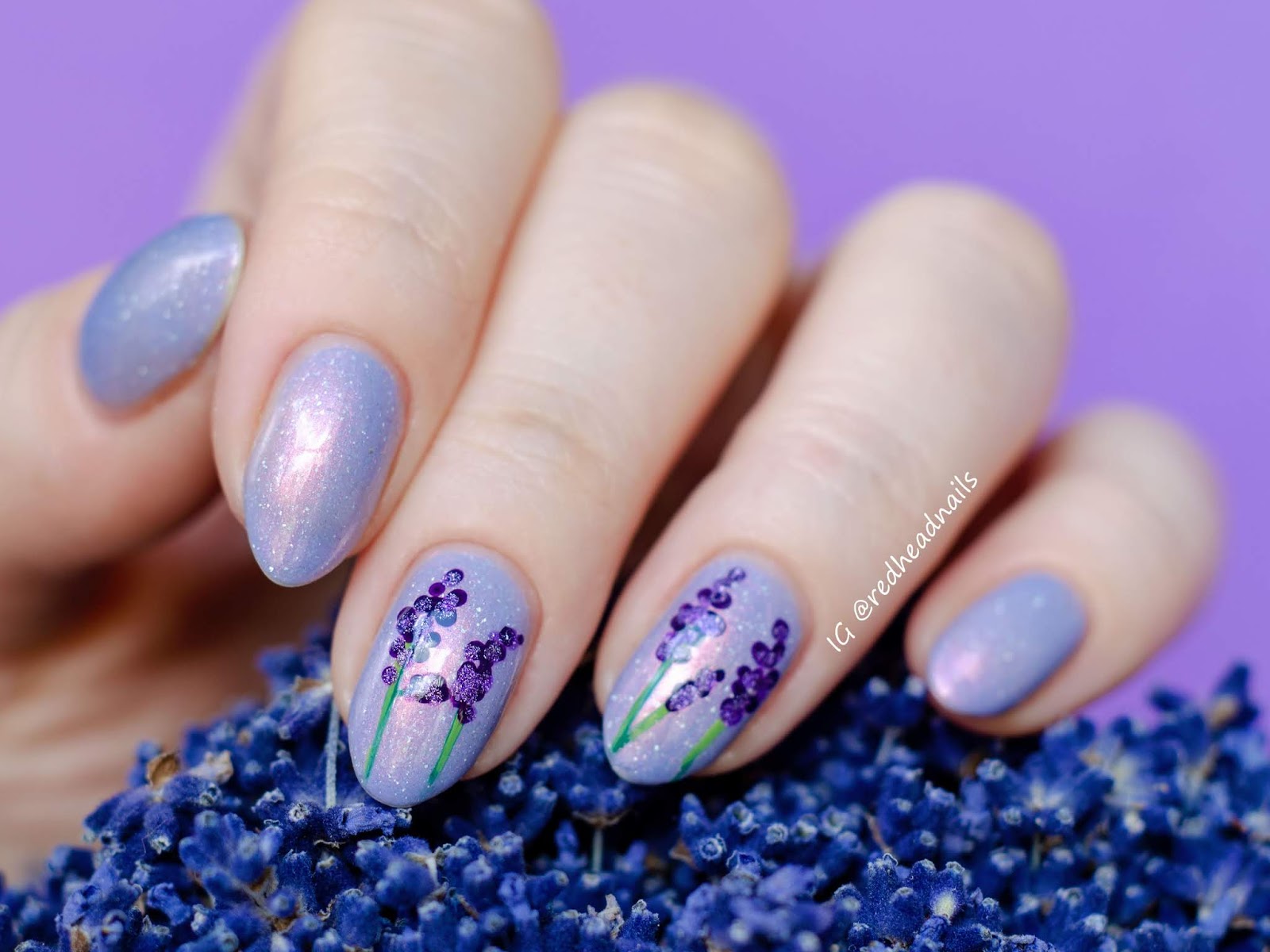 Lavender hand painted nail art