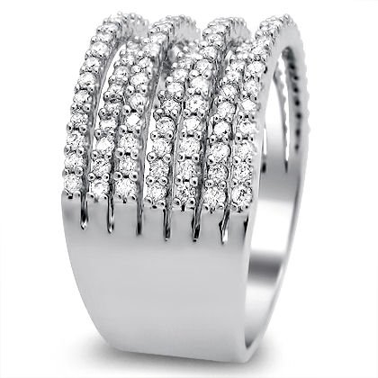 Diamond Wedding Band 50ct Round Diamond Wedding Band Ring Wide Tail 14k White Gold
