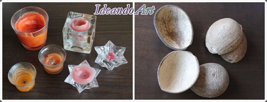 Reutilizando velas y coco