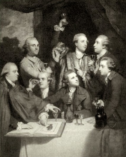 Group of members of the Dilettanti Society by Sir Joshua Reynolds (1779)  The central figure with the vase is Sir William Hamilton  from History of the Society of Dilettanti by L Cust (1914)