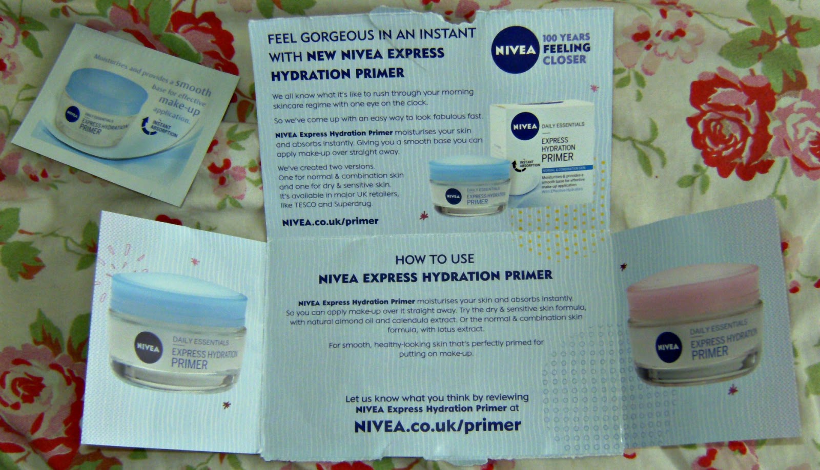 Fur Coats and Frilly Knickers Samples Nivea Express Hydration Primer