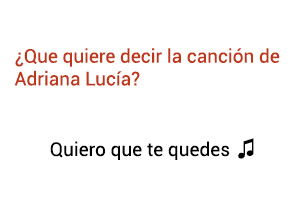 Significado de la canción Quiero Que Te Quedes Adriana Lucía.