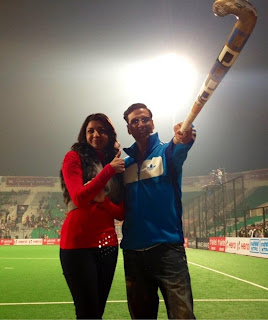 Akshay and Kajal Agarwal Spotted at Hockey India League