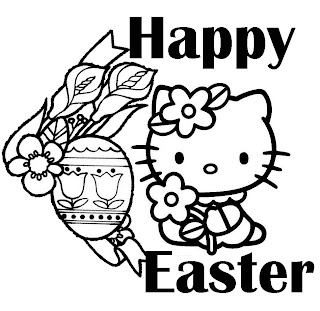 Hello Kitty Happy Easter coloring page for kids