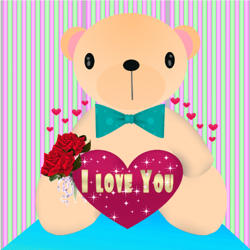 Cute I Love You Gifs With Hearts and Animals Random Girly Graphics