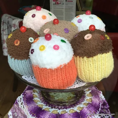 knitted cupcakes at Cloth Carousel yarn shop in Winters, California