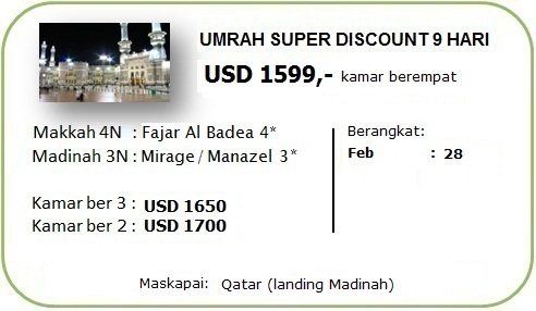 Paket Umroh Februari 2017 Super Discount