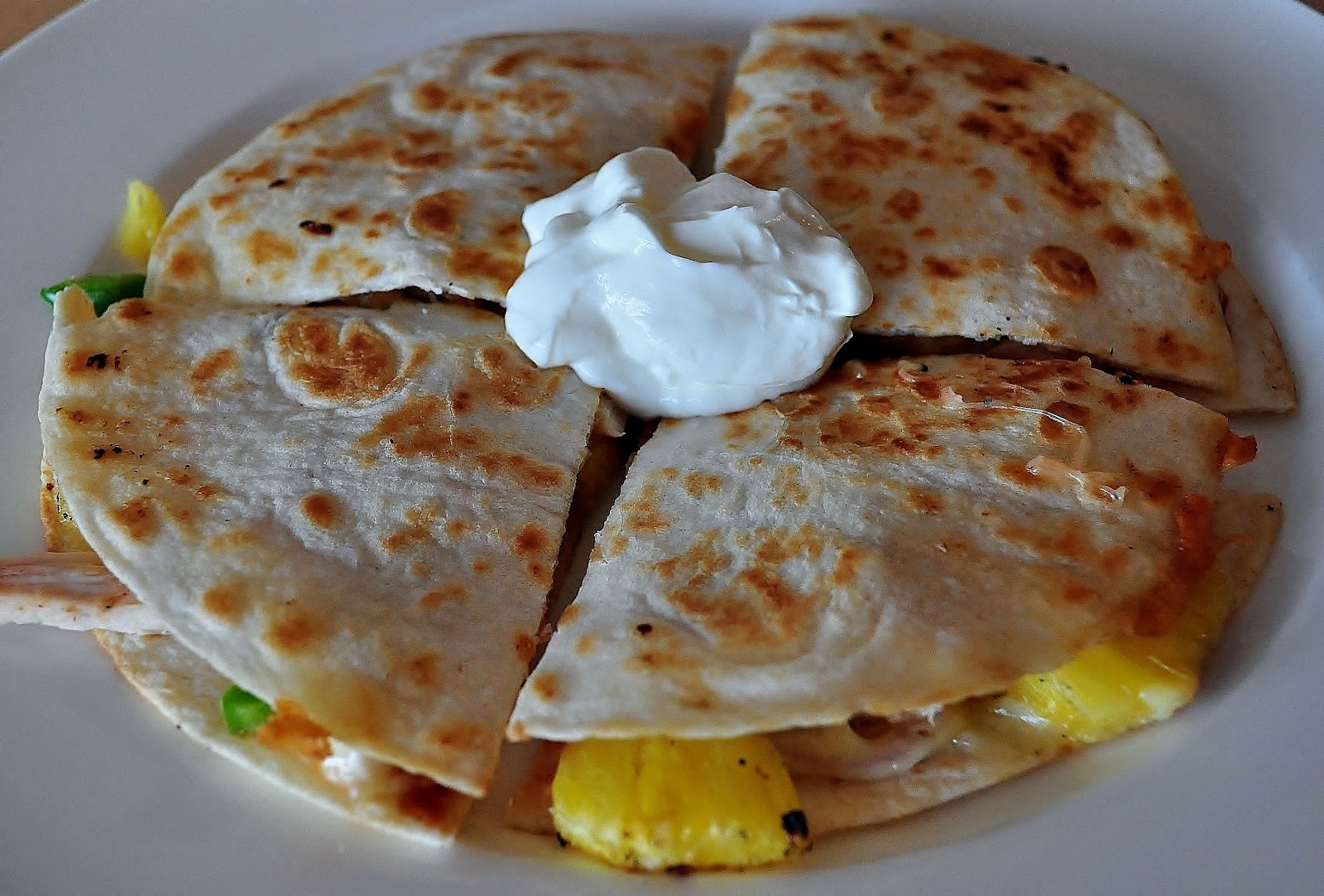 My Tiny Oven Grilled Chicken and Pineapple Quesadilla