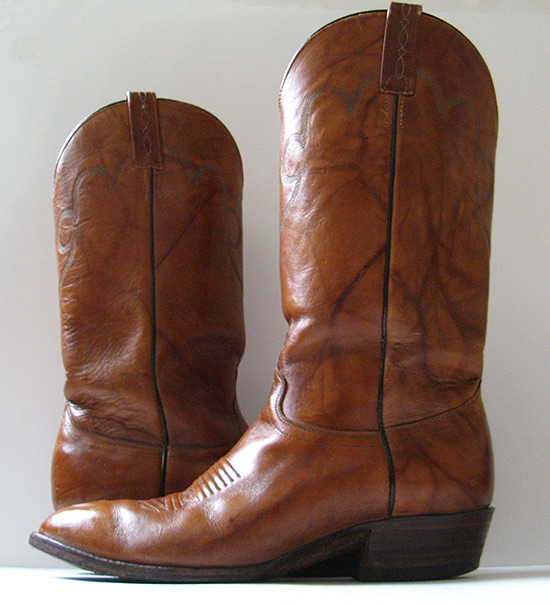 CHISOLM BROWN LEATHER COWBOY BOOTS MENS SIZE 9.5