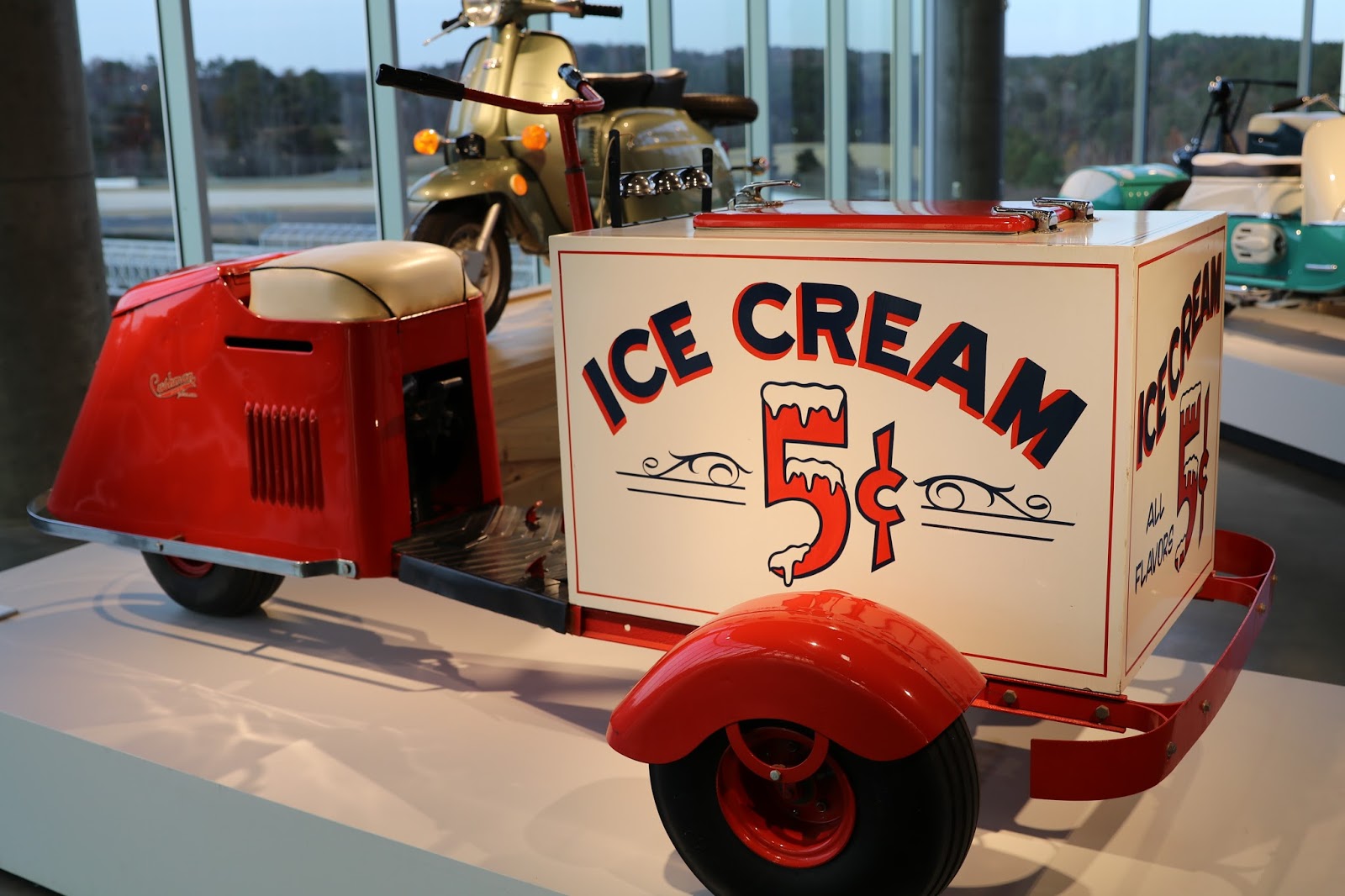 OldMotoDude 1947 Cushman Ice Cream Truck on display at the Barber