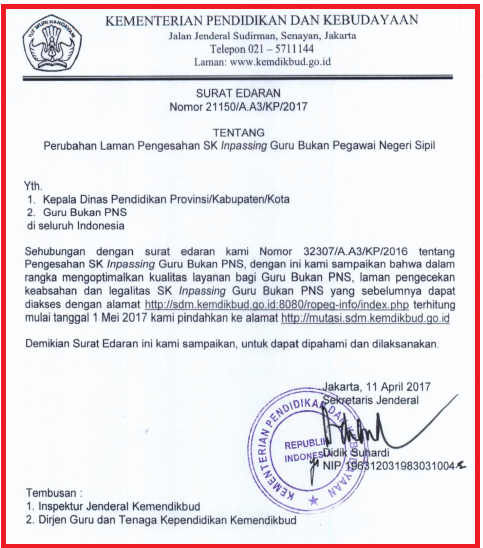 Se Kemendikbud Wacana Cara Cek Sk Inpassing Dan Penyetaraan Guru Non Pns Gbpns Terbaru Meja Pendidikan