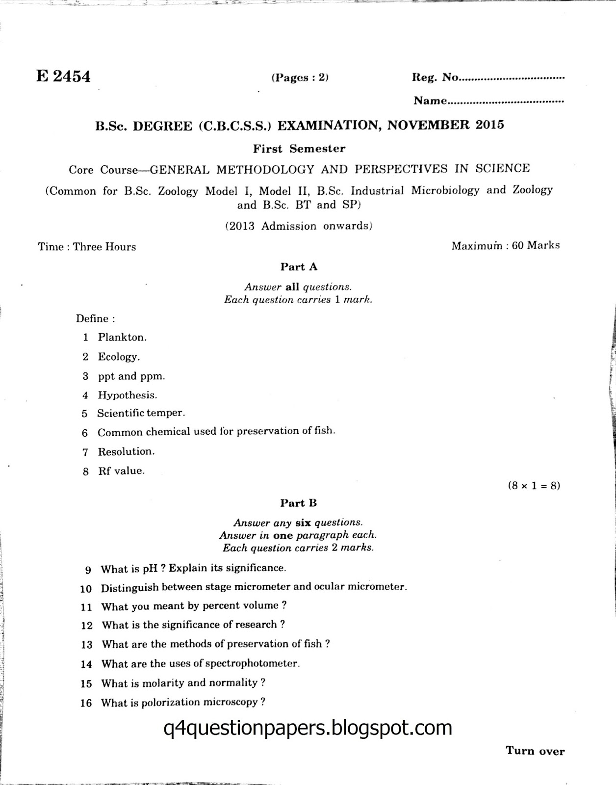 mgu b sc zoology semester 1 general methodology and perspectives in zoology degree