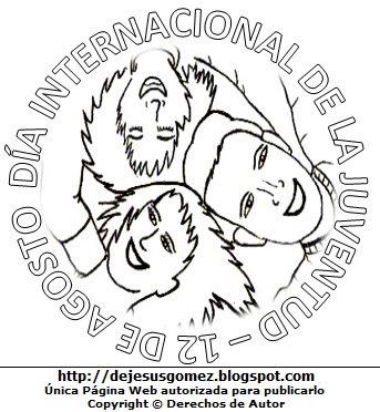 Día Internacional de la Juventud sin pintar Dibujo de jóvenes por el Día Internacional de la Juventud para colorear pintar e imprimir. Dibujo del Día Internacional de la Juventud de Jesus Gómez
