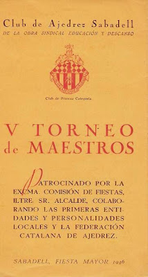 Cartel del V Torneo de Maestros del Club de Ajedrez Sabadell 1946