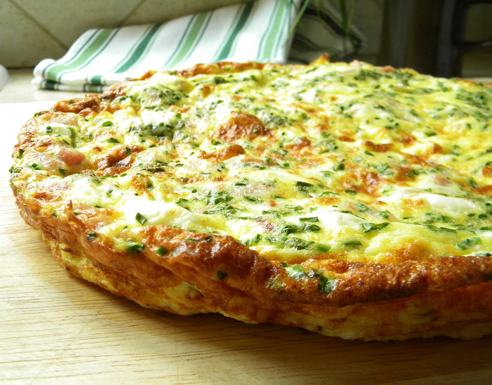 a lovin' forkful Frittata with Ham, Cream Cheese and Chives