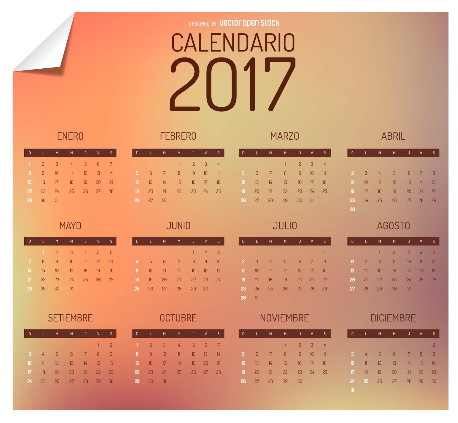 Blank Monthly Calendar 2017 18