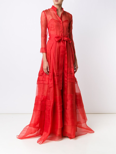 Carolina Herrera red gown worn by Princess Charlene 2016