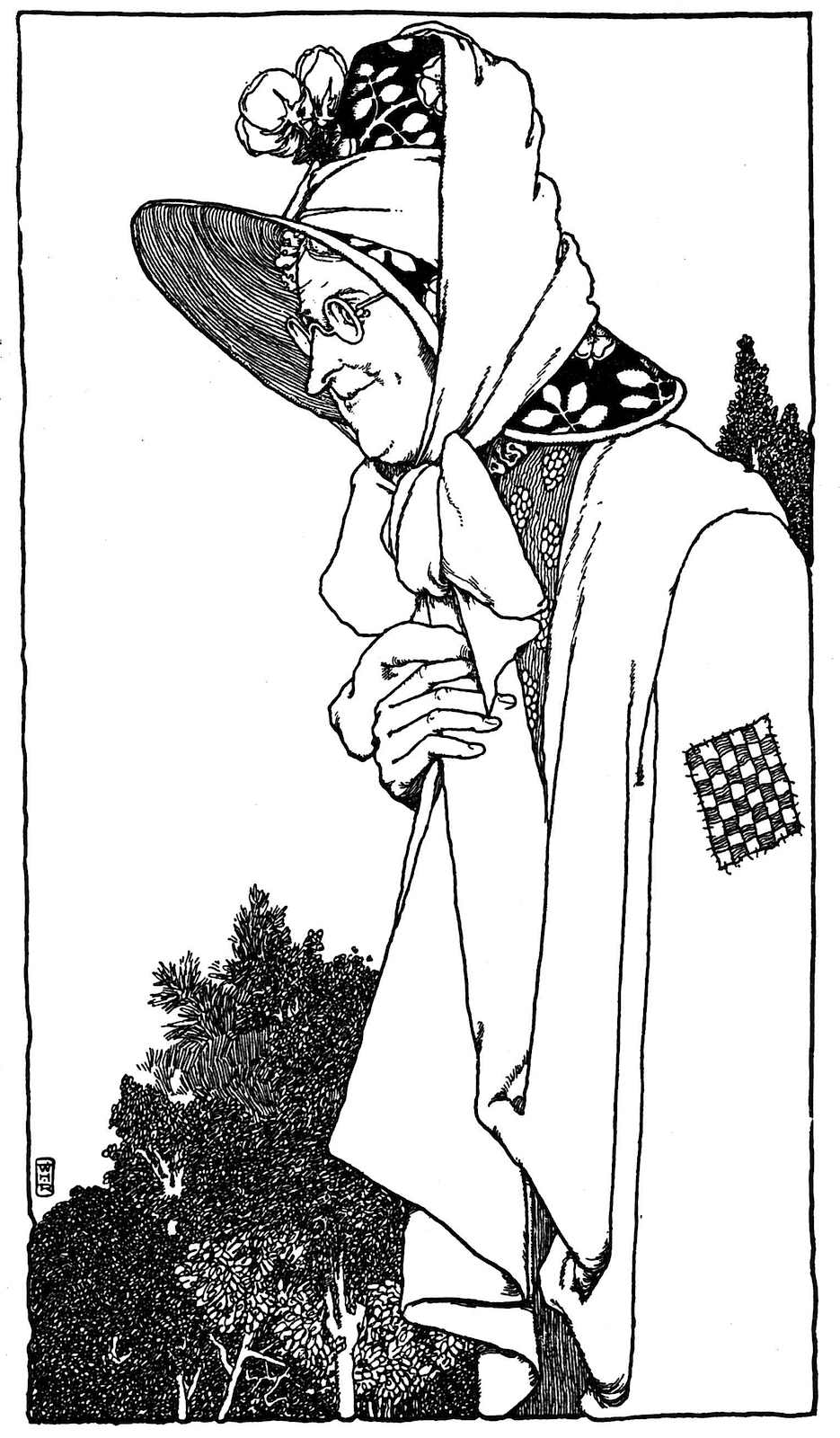 W. Heath Robinson a book illustration by W. Heath Robinson, a smiling poor woman