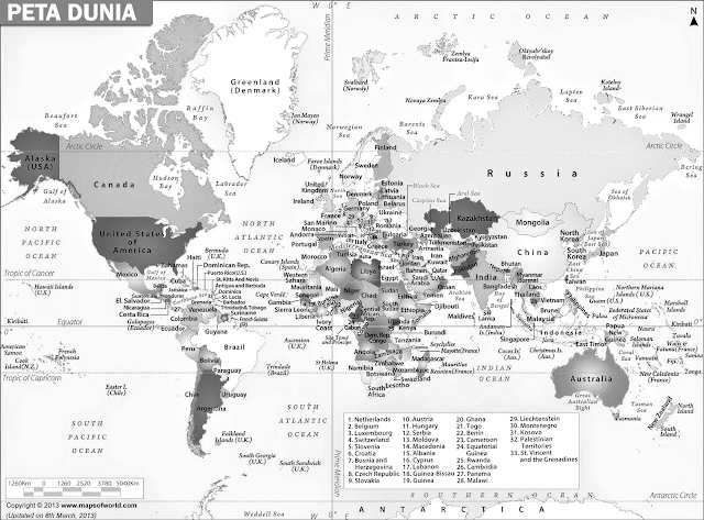 Gambar Peta dunia hitam putih